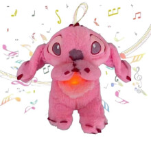 (Pink)Kid Stitch Breathing Musical Soothing Doll Sleep Toys Anxiety Relief Toys Plush