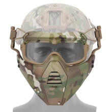 Tactical Fast Helmet Mount Mask With Detachable Goggles For FAST Helmet Rails Outdoor Airsoft Paintball