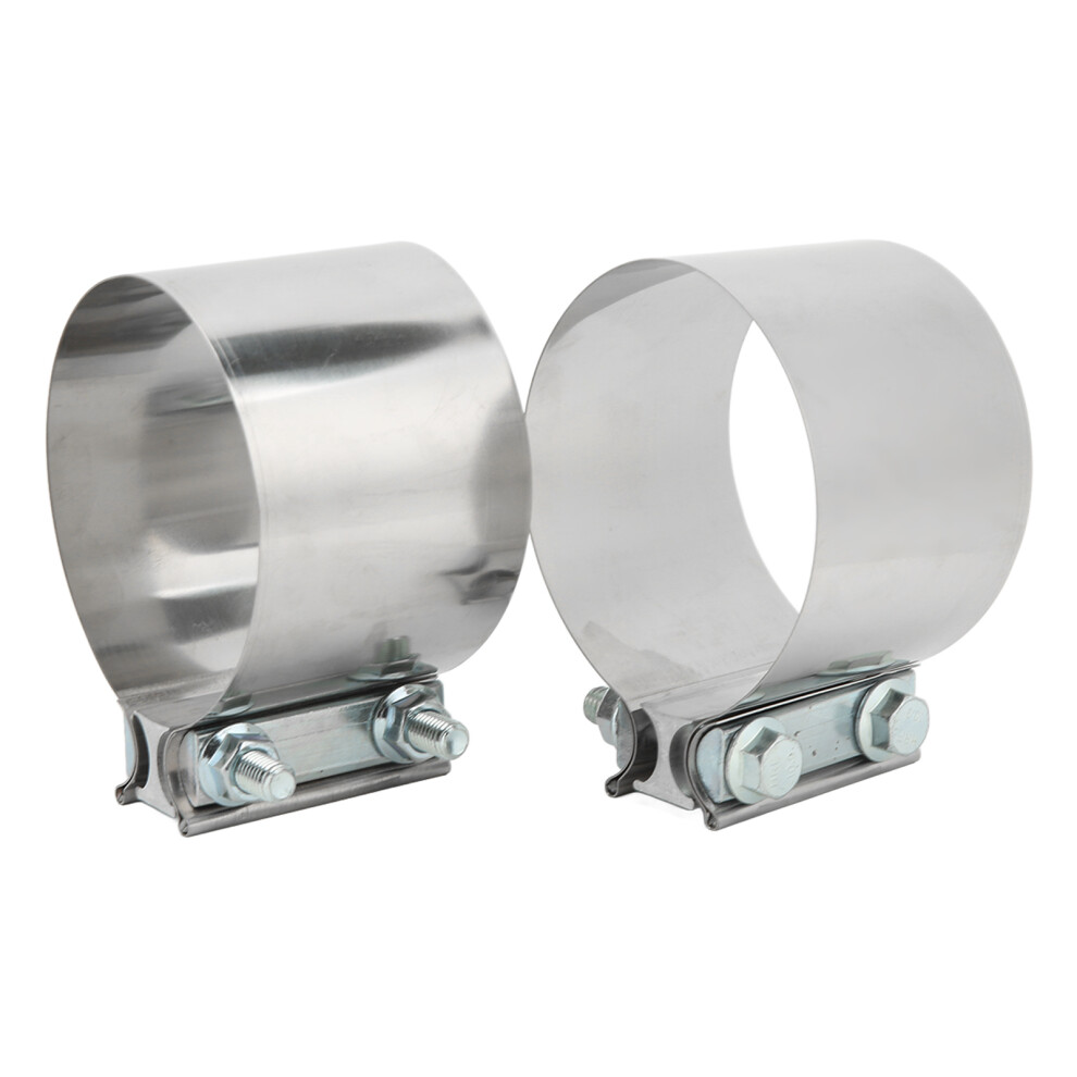 2Pcs 4in Stainless Steel Exhaust Sleeve Clamp with Bolts for Universal Car