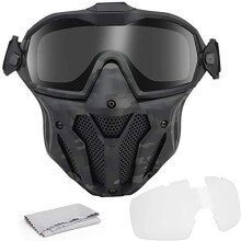 Full Face Paintball Mask With Detachable Goggles And Anti-Fog Fan System For Air Gun Paintball Hunting Games