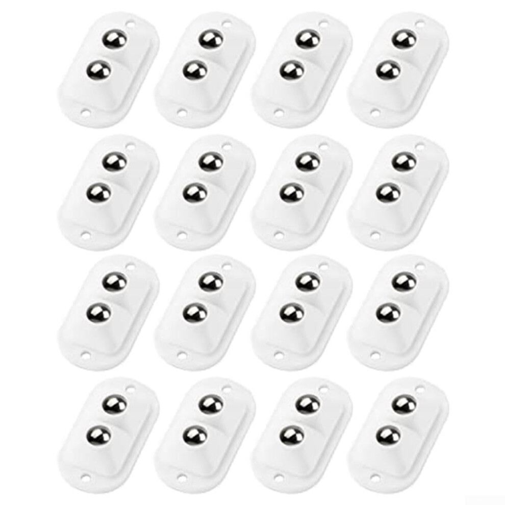 Sturdy Stainless Steel Caster Wheels 16-Piece White Double Bead Easy Installation For Furniture Carts 9393856710652