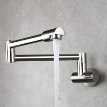 Taps for Kitchen Pot Filler Wall-Mounted 360 Degree Swivel Cold Water Tap, Single-Handle Kitchen Faucet, Gold Finish