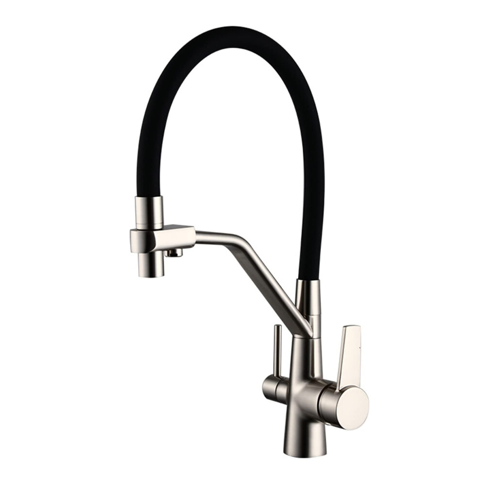 3 Way Kitchen Faucet Water Purifier Mixer Brass 360-Degree Swivel Black 3-Way Kitchen Faucets 9393856711352