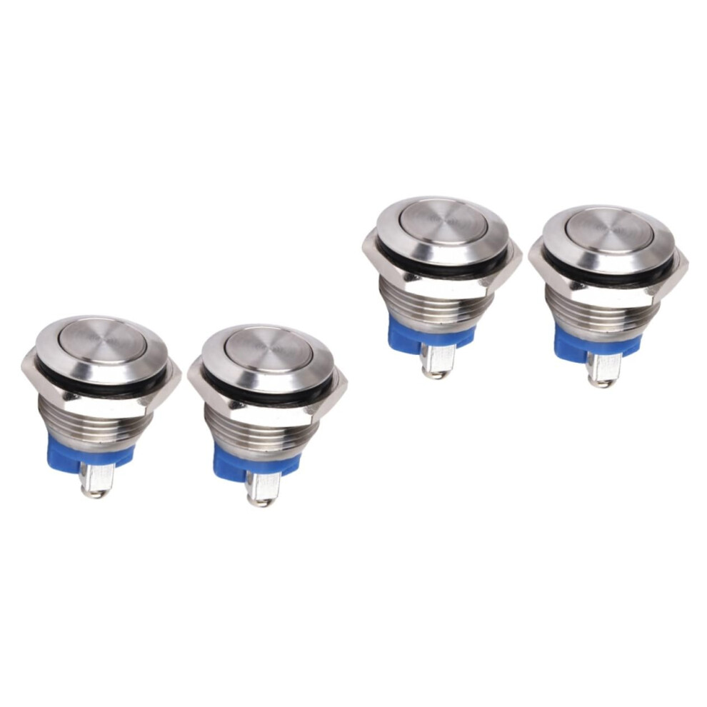 Momentary Horn Push Button 4-Piece Push Switch For Doorbell, Boat, Car Silver 9393856711468