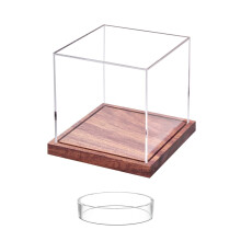 Tennis Ball Holder With Clear Cube Display, No Assembly Required, Solid Wooden Base For Baseball Protectors