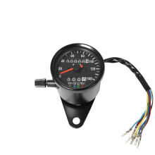 Universal Tachometer Motorcycle Backlight Dual Odometer 0-140 KM/H Tachometer Gauge Vintage Black