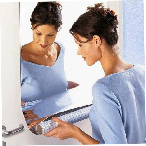 Flexible Mirror Sheets 19.7x39.4in Solid Silver Plastic Mirror Rectangular Indoor Roll For Craft And Home Wall Decor 2