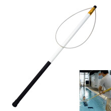 Telescopic Pool Pole For Swimming Training 4.5 M Long Emergency Rescue Pole With Non Slip Handle White Lifesaving Hook