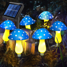 Outdoor Mushroom Solar Lights | 19x7cm Blue IP66 Waterproof Pathway Lamp