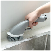 Hair Brush All-Purpose Kitchen And Bathroom Cleaning Brush Long-Handle Automatic Liquid Dispenser Gris
