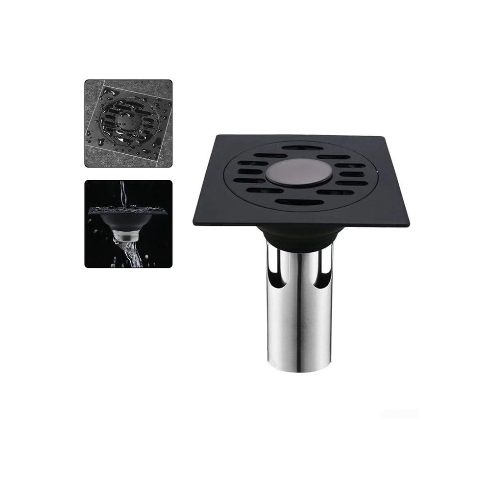 Square Floor Drain With Deodorizing Function, Thickened Stainless Steel Drain Cover, Fits 50-75Mm Pipe, For Bathroom 9084446687132