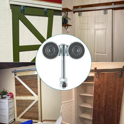 Barn Door Rollers 4-Wheel Trolley for Ceiling Mount Doors, Heavy Duty Sliding Track Hardware, Industrial Roller Bracket 2