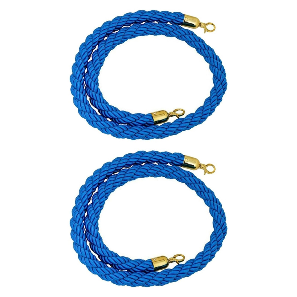 Velvet Stanchion Rope For Queue Barriers, Blue, 3/4/5/8/10 Ft, Polished Snaps, Stanchion Posts Compatible-image-OPC-PMH6CX2-NEW