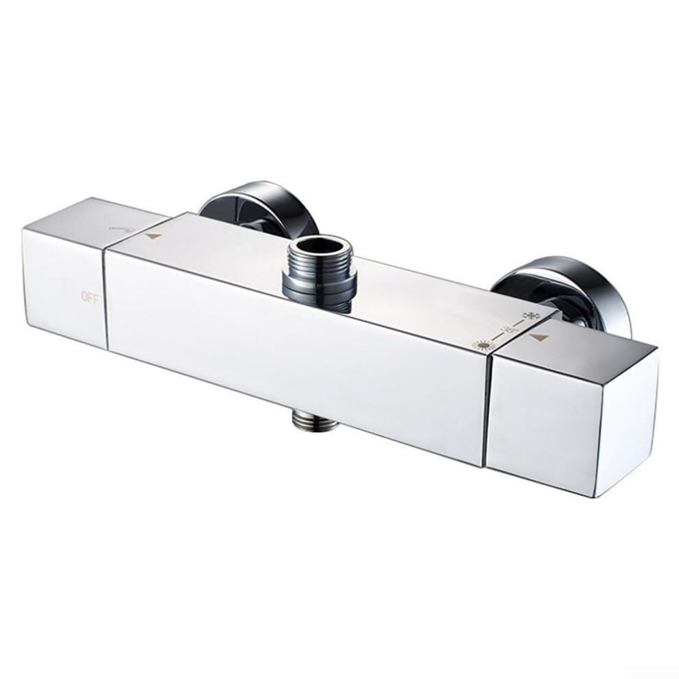 Thermostatic Bath Shower Mixer Taps Chrome Finish Silver Intuitive Button Control Temperature Setting 9393856716586