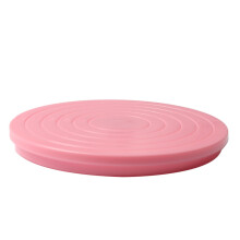 Cake Turntable 14 cm Plastic With Scale, DIY Fondant Decorating Tool, 360-Degree Rotatable Pink Stand