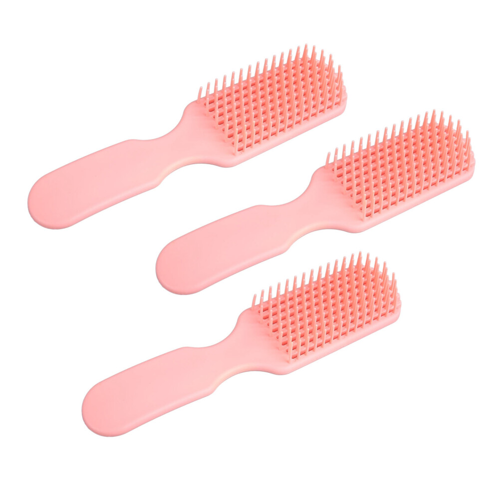 Pink 3Pcs 9-Row Detangling Hair Brush With Scalp Massage Portable Styling Tool