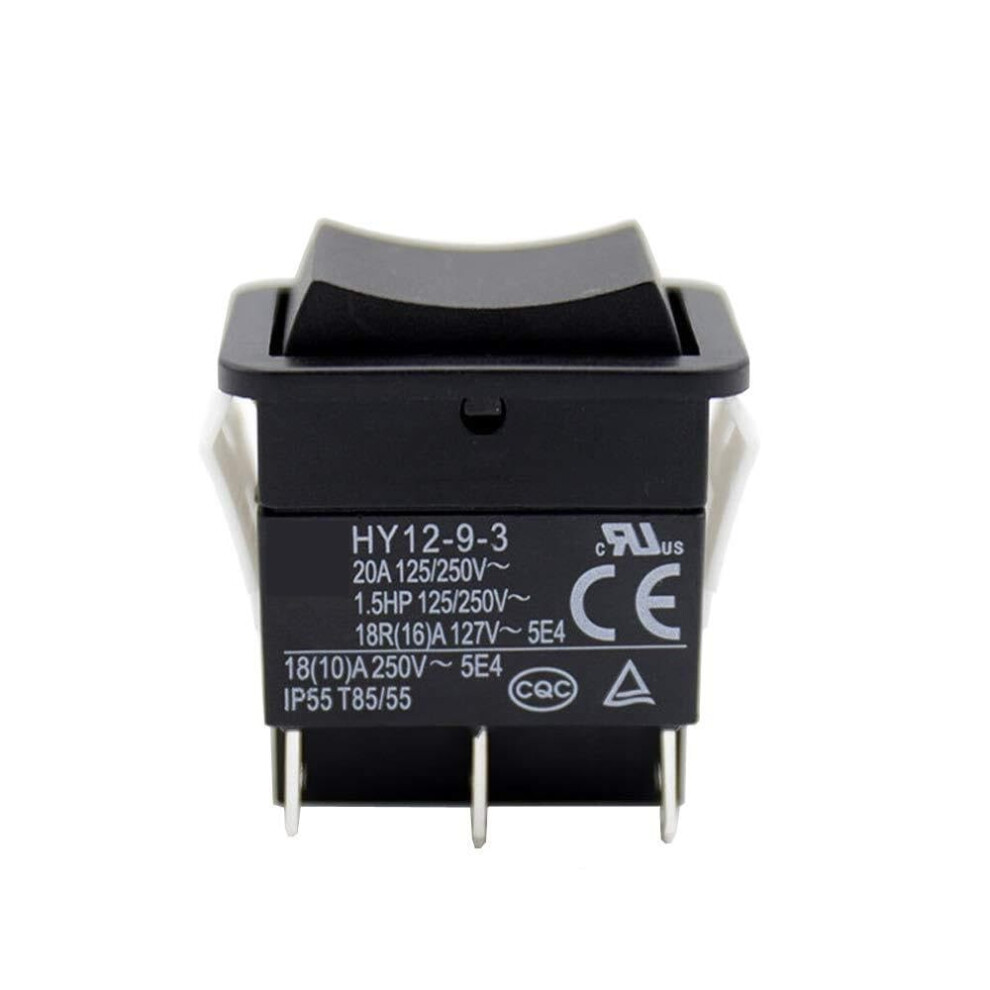 Hy12-9-3 6 Pins Rocker Switch On-Off-On Arc Push Button Bilateral Self-Reset 125/250V 20A 1.5Hp 2-Pack Industrial Tools 9393856717439