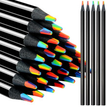 Wooden Rainbow Pencils 24 Pcs Set, Multicolored Assorted Colors For Drawing, Coloring, Sketching, Art Supplies