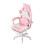 Living And Home Ergonomic High Back Gaming Chair with Footrest, White+Pink 1