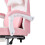 Living And Home Ergonomic High Back Gaming Chair with Footrest, White+Pink 5