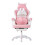 Living And Home Ergonomic High Back Gaming Chair with Footrest, White+Pink 2