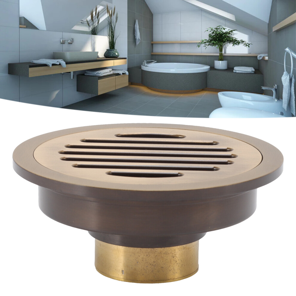 Vintage Round Floor Drain 4-Inch Wearproof Shower Drain For Bathroom & Garage 8411356480279