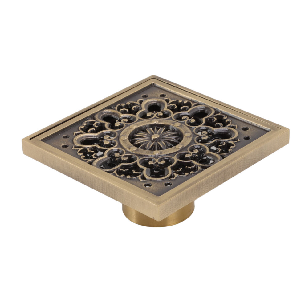 Square Copper Bathroom Drain 10.5Â Retro Large Flow Odor Proof Shower Drain 4691356480262