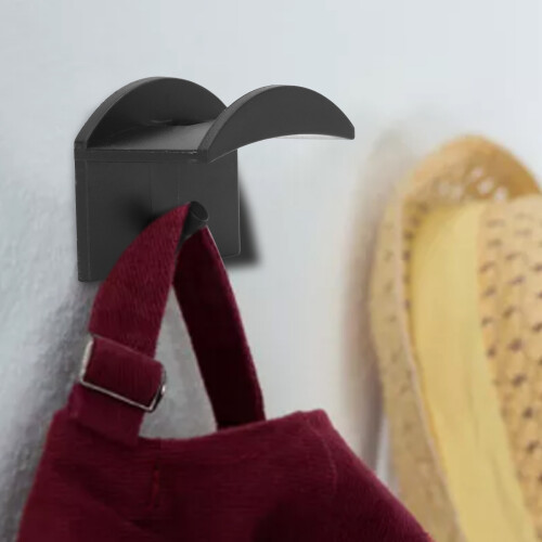 Self-Adhesive Plastic Hat & Accessory Hanger 4.8x3.4cm Black (5 Pack) 2