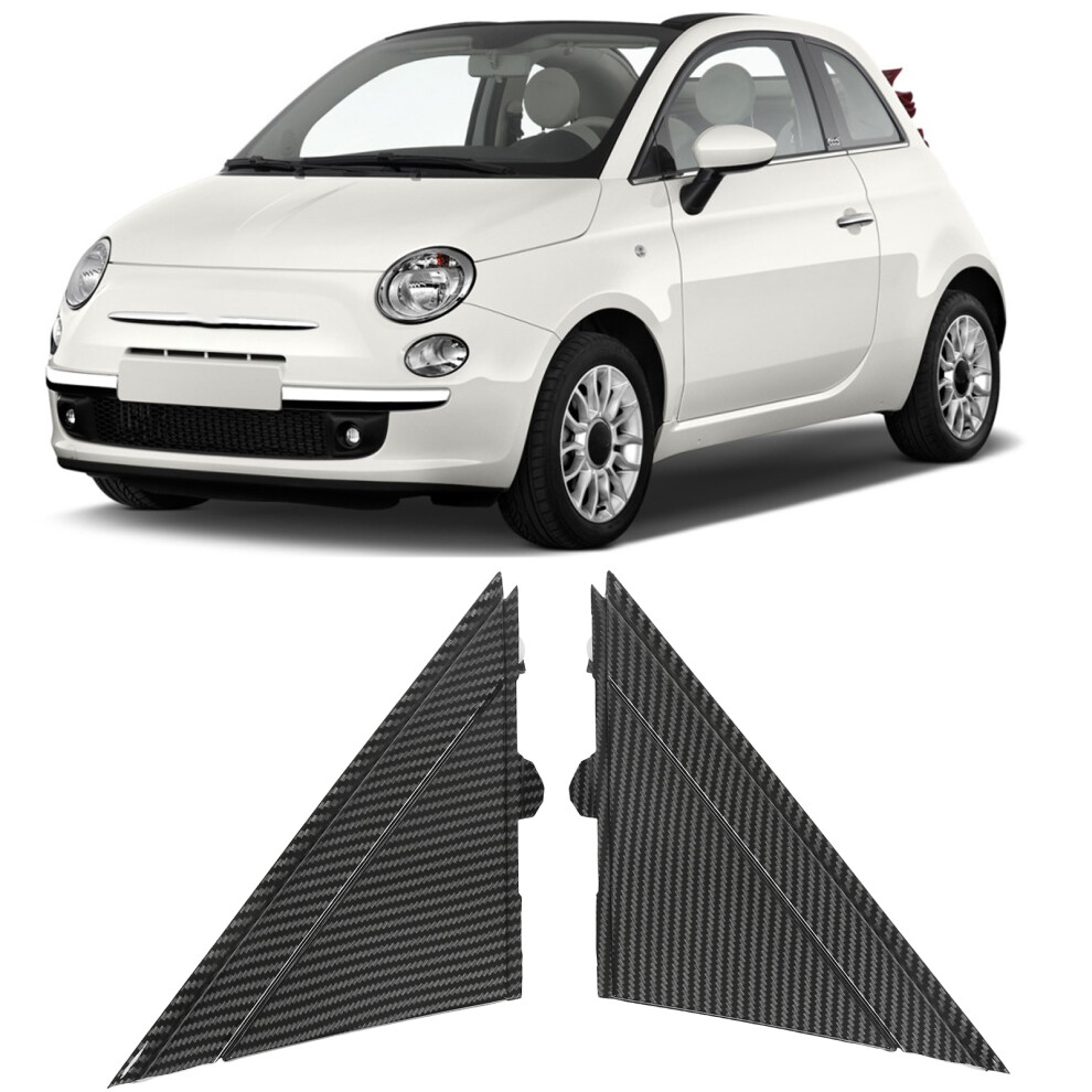 Door Mirror Flag Cover For Fiat 500 2012-2017 Carbon Fiber Style 8441356481587