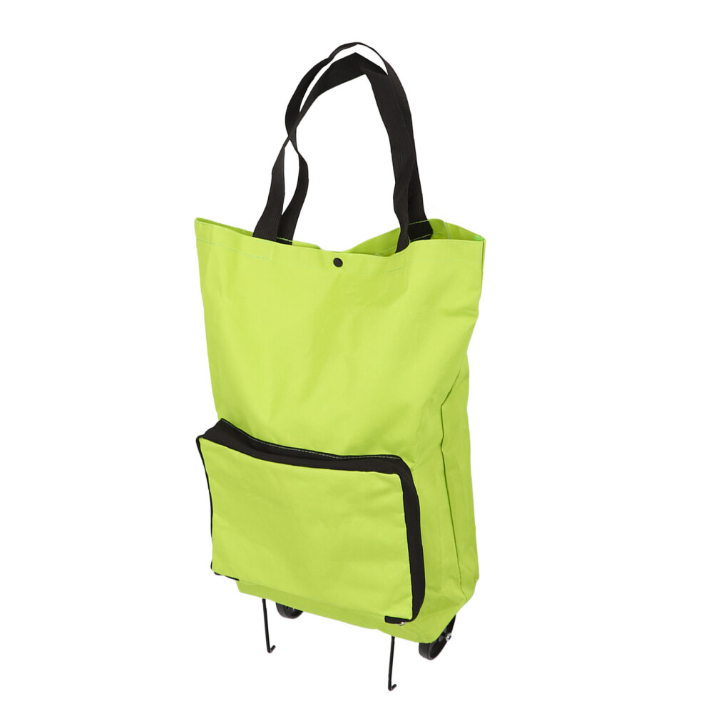 Large Green Foldable Shopping Cart Bag Reusable with Wheels