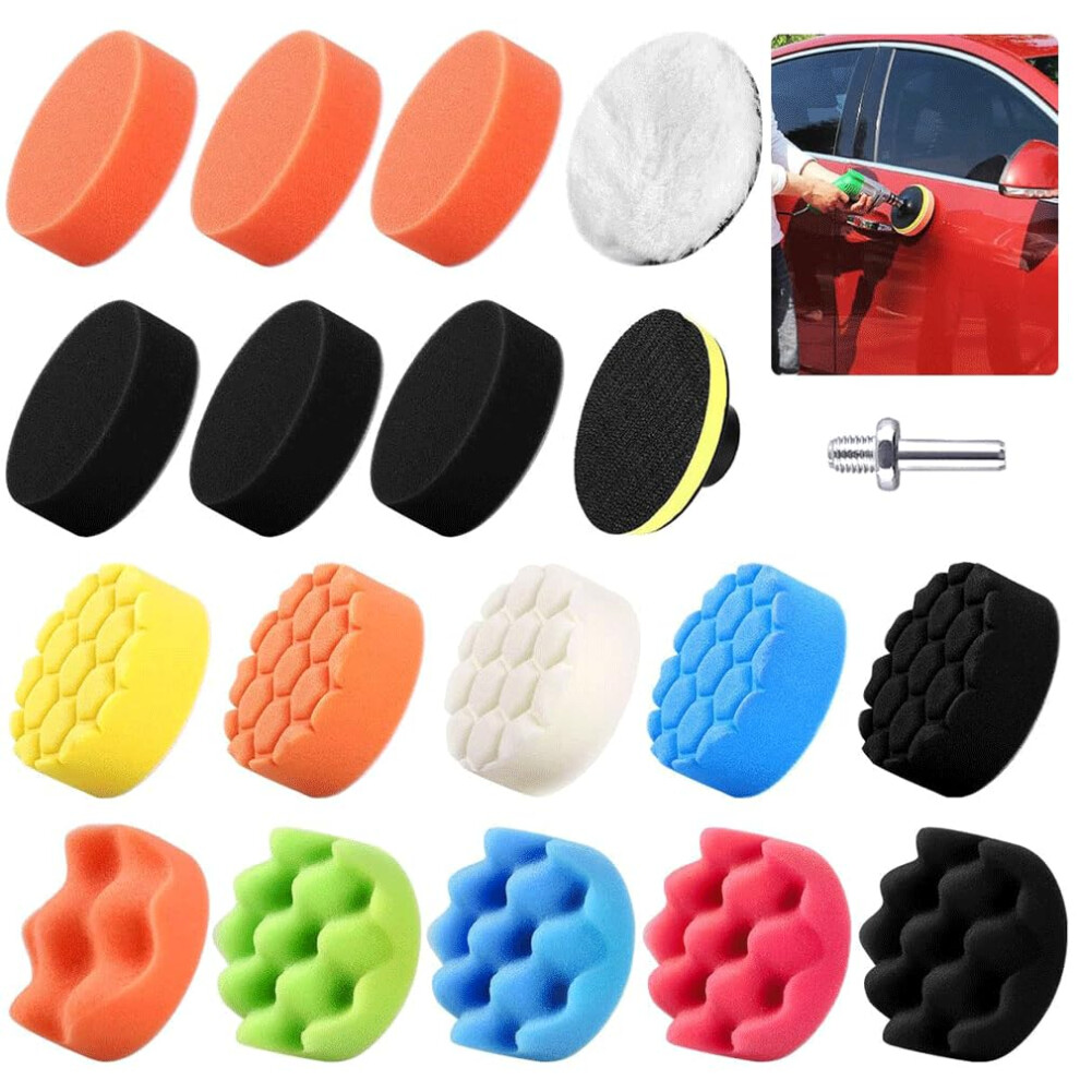 Polishing Pads Kit Car Foam Buffing Pads Polisher Attachment For Drill 19 Pack 9393856719471
