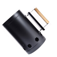 Chimney Starter Efficient Stainless Steel With Wooden Handle For Brikette Charcoal BBQ Outdoor Kitchen Black