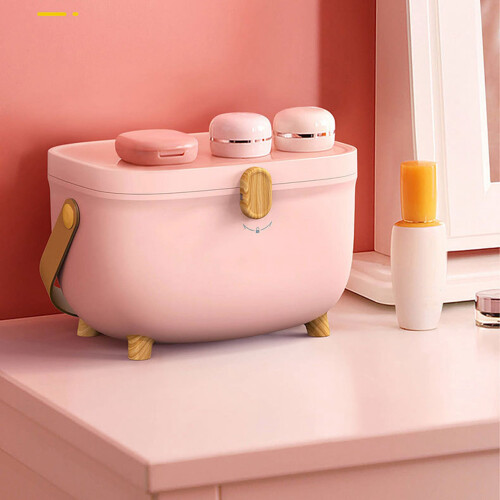 Plastic Medicine Storage Box Pink | Double Layer, Large Capacity 28x20x18cm 2