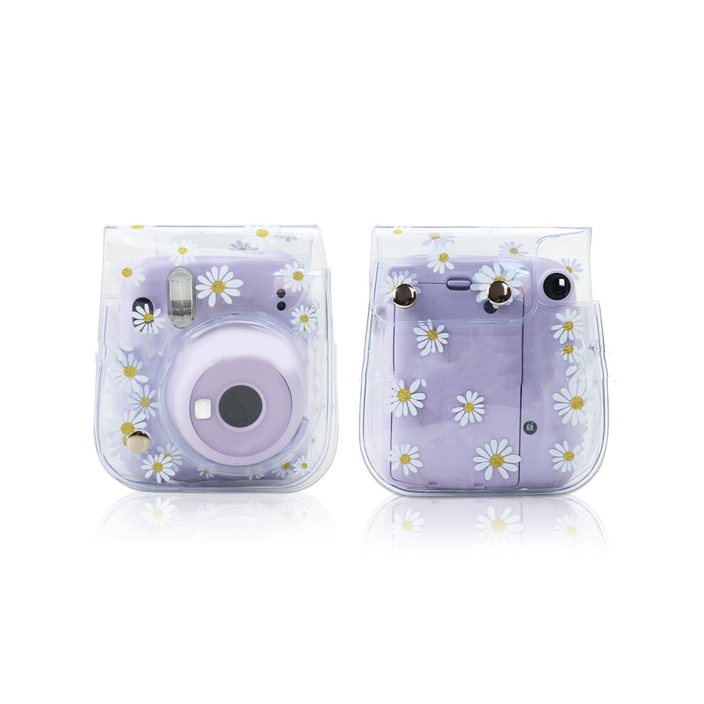 Transparent Daisy Print Instant Camera Bag For Mini 8/9/11, 6X12x14.5cm 4961356486640