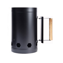 Charcoal Chimney Starter Stainless Steel Wood Handle Black For Briquette Charcoal Outdoor Cooking BBQ Grill Tool