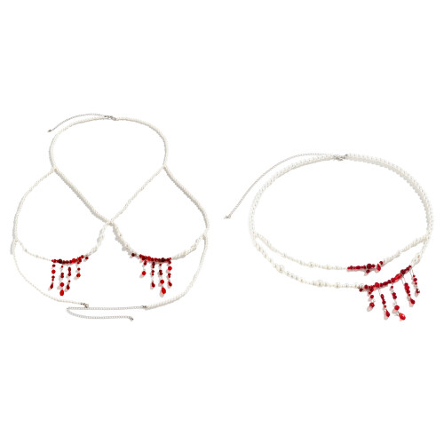 Halloween taille/borstketting met-tailleketting wit k 1