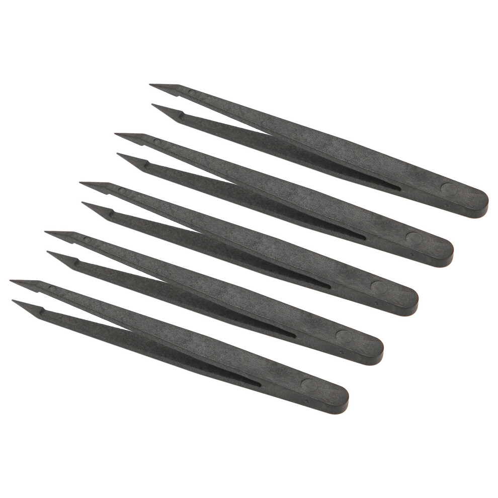Black 10Pcs Anti Static Plastic Tweezer Fine Workmanship For Electronics Laboratory