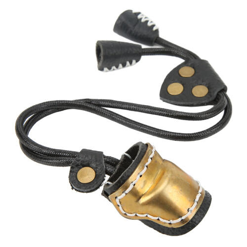 Messing- und Leder-Bogenfingerhilfe Schutz, Schwarz, 27g