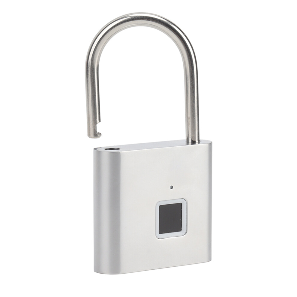 Waterproof Fingerprint Padlock 0.5S Unlock Usb Rechargeable Silver 4641356489888