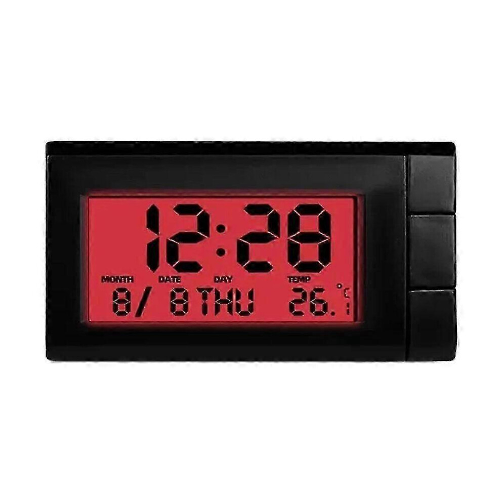 Kikidex (As Show, Red) Car Digital Clock Thermometer Dashboard Desk Lcd Display Auto Interior Decor_lucky_b