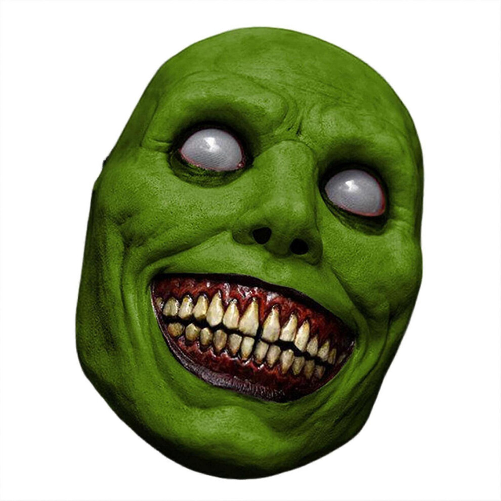 Kikidex (As Show, ) Scary Halloween Mask Smiling Demons Horror Creepy Masks Latex Full Head Cover For Adults Halloween Cosplay Party Props Green