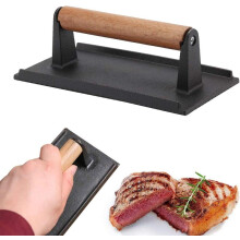 (Default) Cast Iron Grill Steak Weight Bacon Press Flat BBQ Hamburger Meat Patty Cooking