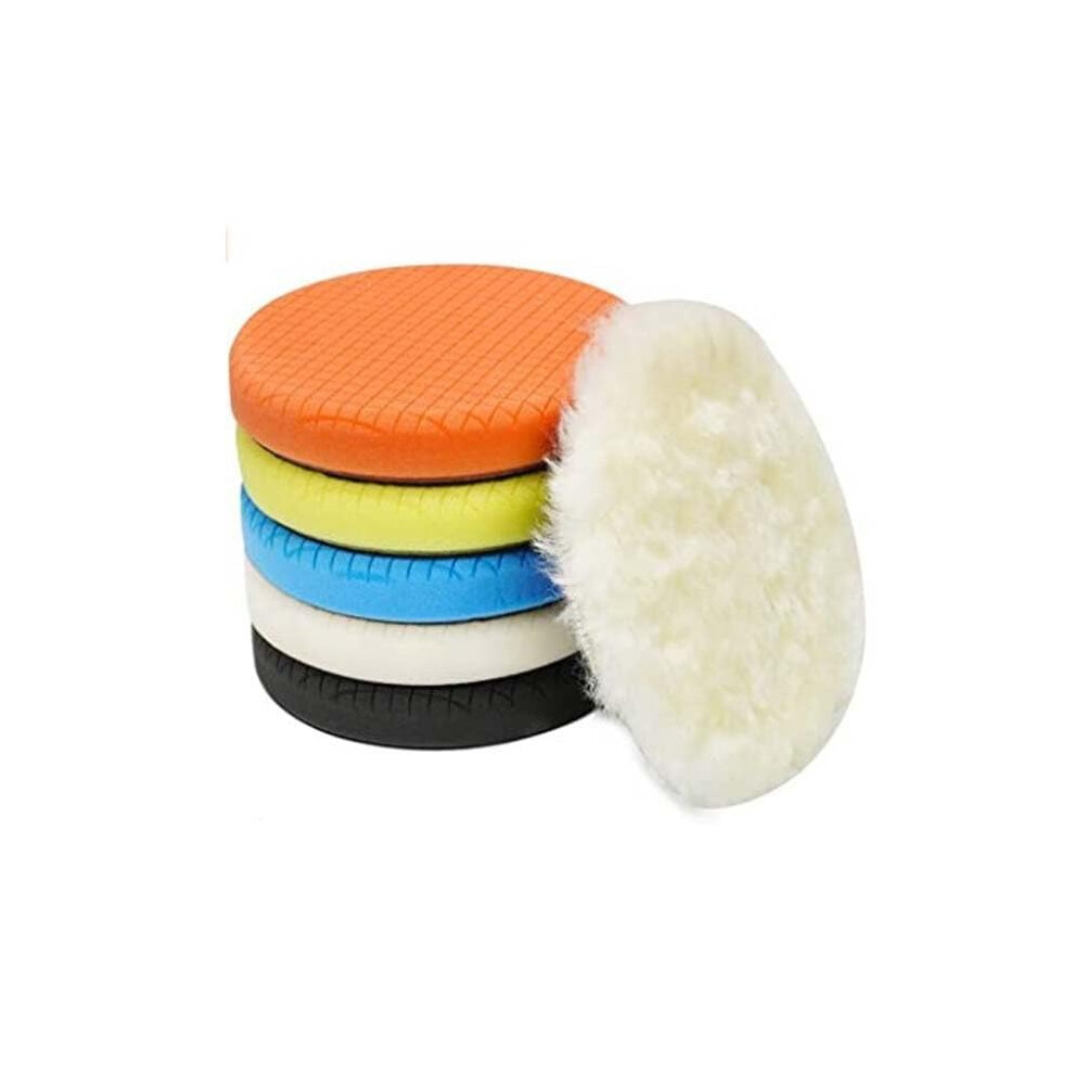 6 Inch Buffing Polishing Pads 6 Pcs Kit Compound Sponge And Wool Pads For 150Mm Backing Plate Car Buffer Polisher Orange/Yellow/Blue 9067246401580