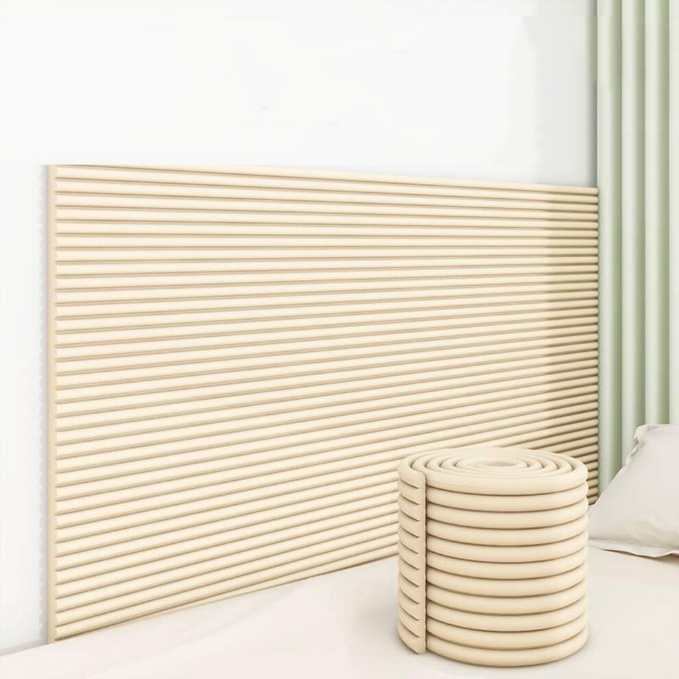 Padded Wall Panels For Kids Self-Adhesive Upholstered Wall Padding 7.9 in By 78.7 in Beige Anti-Collision Headboard Bedroom Playroom
