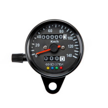 Gauge Odometer Universal Motorcycle Tachometer Display Double Odometer Digital 140kmh Black
