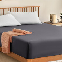 (Charcoal, Single) Fitted Bed Sheets-Egyptian cotton bedding 30cm deep 300TC - Hypoallergenic, Wrinkle, Deep Pocket Grounding Sheet & All