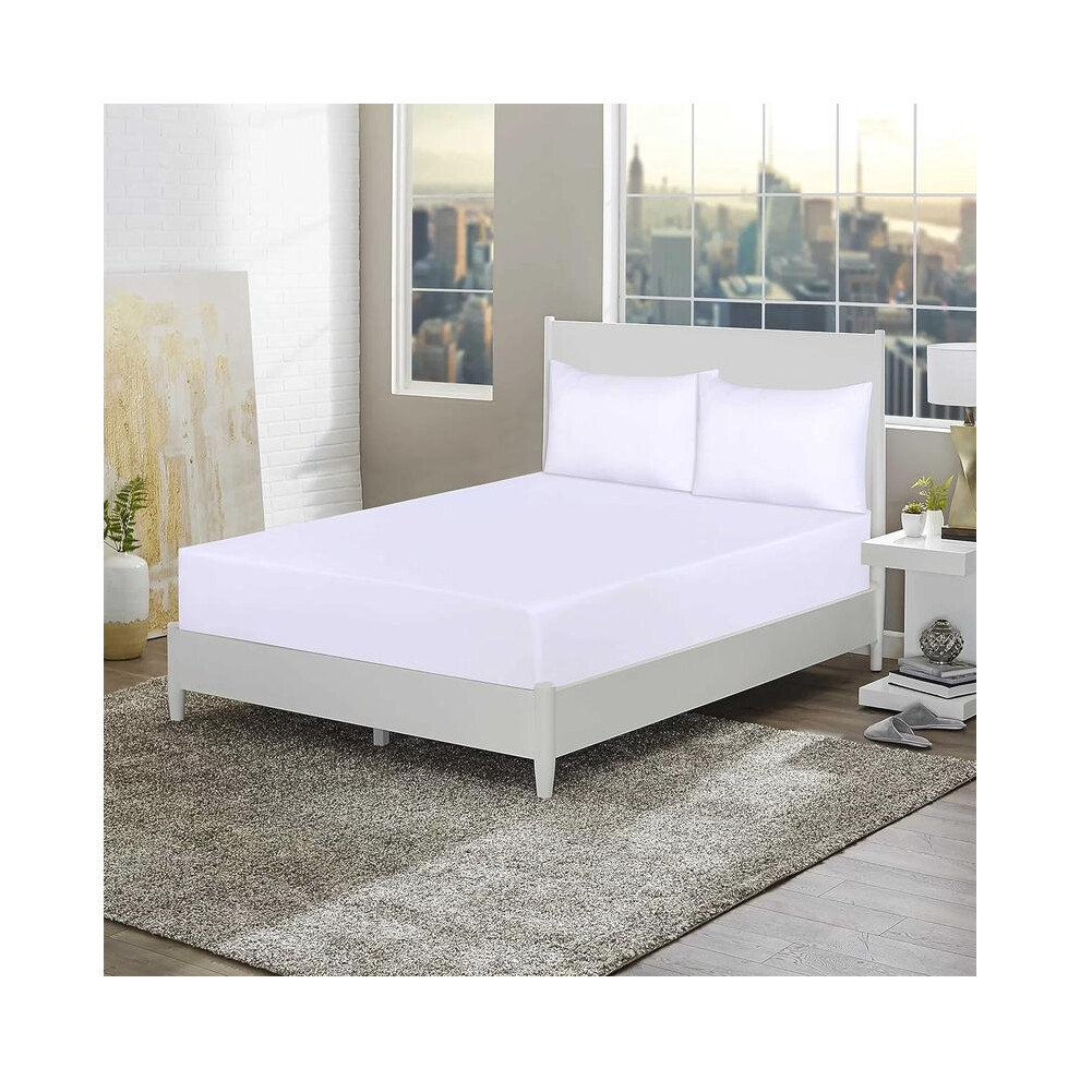 (White, Double) 30cm fitted sheet - soft brushed microfiber fitted bed sheets soft - non-iron, shrink, fade resistant fitted sheets-image-OPC-PMH6SNY-NEW