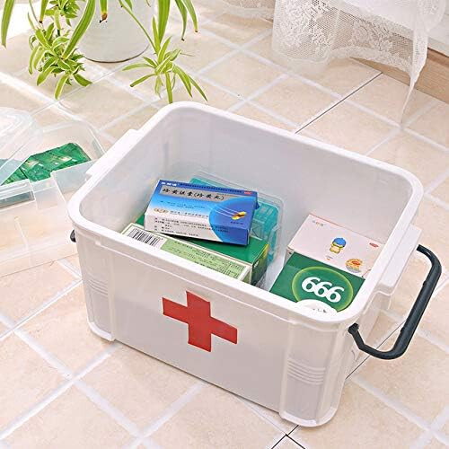 First Aid Kit Multi Layer Portable Emergency Case Plastic Medicine Storage Box White Extra Large Lockable Travel Box 1