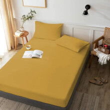 (Ochre, Super King) Microfiber Fitted Sheet- Super Soft Easy Care 40 Cm Deep Fitted Bed Sheet, Winkle Free, Elastic Fitted & Non Iron Bed Sheet