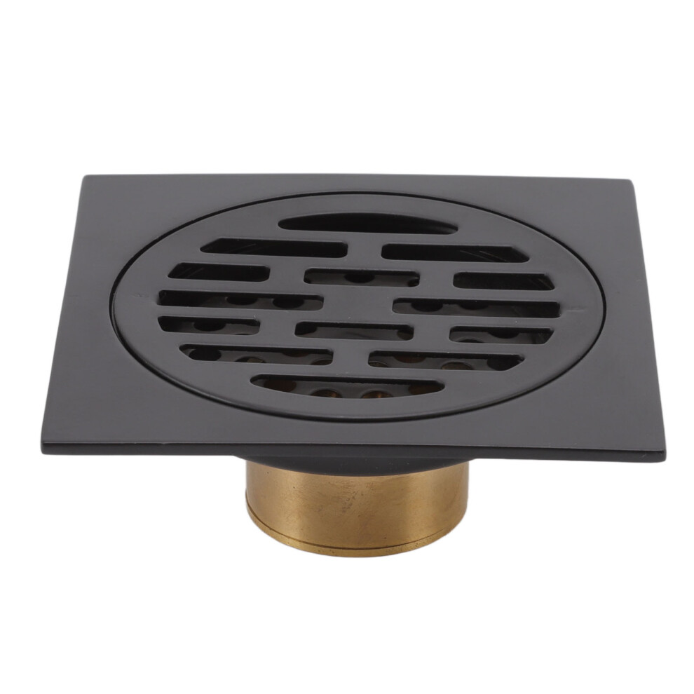 European Antique Stainless Steel & Copper Floor Drain Â Black Square Shower Grate 4671356497422